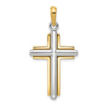 14k Two-tone Cross Pendant, 37 x 20 mm