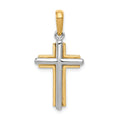 14k Two-tone Cross Pendant, 31 x 16 mm