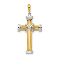 14k Two-tone Center -X- Latin Cross Pendant, 40 x 19 mm
