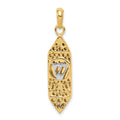 14K and White Rhodium Mezuzah with Shin Charm, 38 x 9 mm