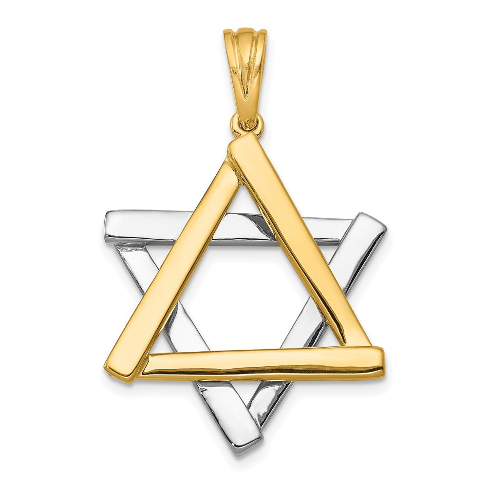 14k Two-tone Star Of David Pendant, 39 x 24 mm
