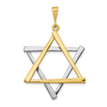 14k Two-tone Large Cut-out Star Of David Pendant, 41 x 29 mm