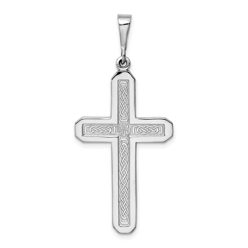 14k White Gold Celtic Knot Cross Pendant, 45 x 20.75 mm