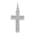 14k White Gold Filigree Cross Charm, 30 x 13 mm