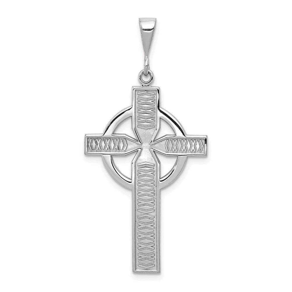 14k White Gold Celtic Cross Charm, 44 x 21 mm