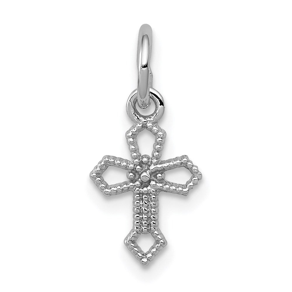 14k White Gold Passion Cross Charm, 16 x 7 mm