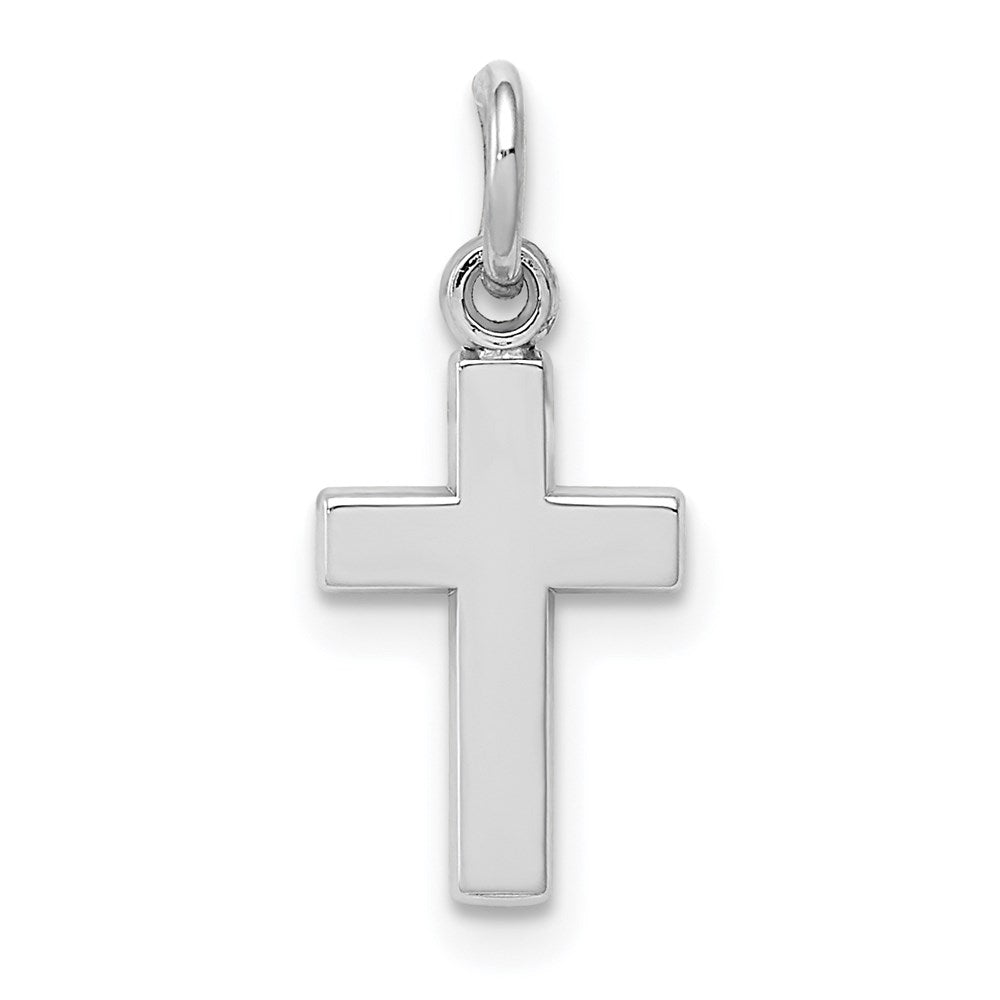 14k White Gold Cross Charm, 20 x 9 mm