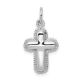14k White Gold Polished Cross Charm, 24 x 12 mm