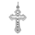14k White Gold Fleur de Lis Cross Charm, 31 x 17 mm