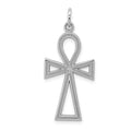 14k White Gold Ankh Cross Pendant, 37 x 14 mm