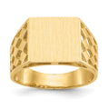 14k 12.5x12.0mm Rectangle Open Back Cut-out Squares Mens Signet Ring, Size 10