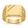14k 11.5x11.0mm Rectangle Open Back Mens Signet Ring, Size 10