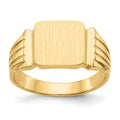 14k 10.5x10.5mm Square Open Back Mens Signet Ring, Size 9