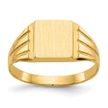 14k 9.0x8.0mm Rectangle Open Back Signet Ring, Size 7.5