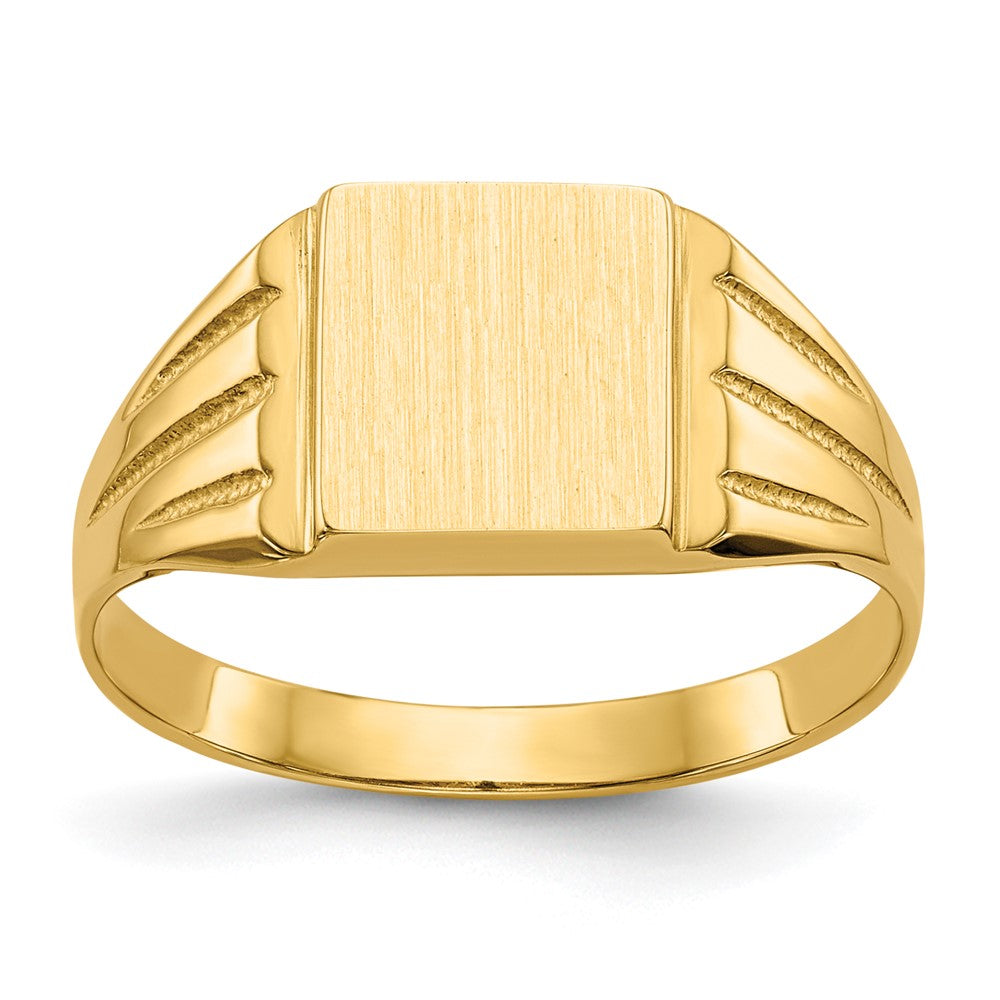 14k 9.0x8.0mm Rectangle Open Back Signet Ring, Size 7.5