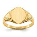 14k 7.5x10.0mm Oval Closed Back Signet Ring, Size 6