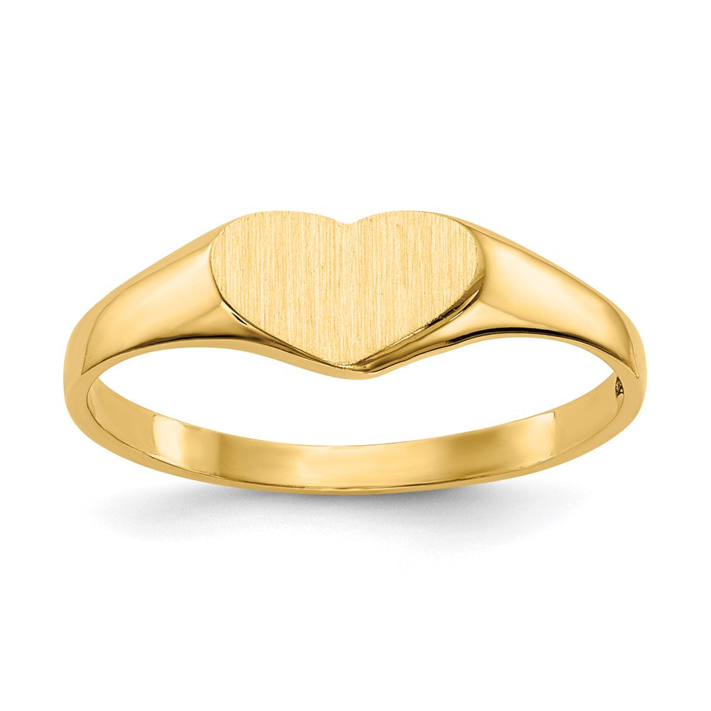 14k 7.5x5.5mm Closed Back Heart Signet Ring, Size 6