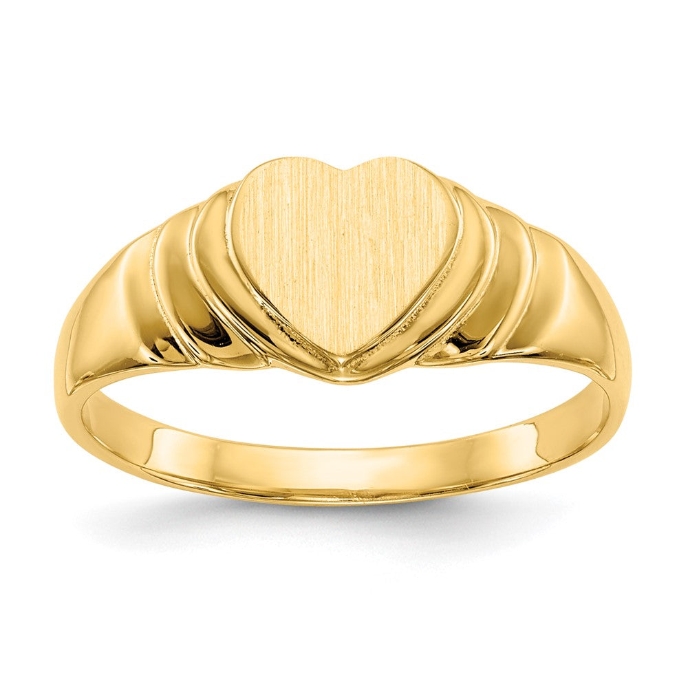 14k 6.75x6.75mm Closed Back Size 4.75 Childs Heart Signet Ring