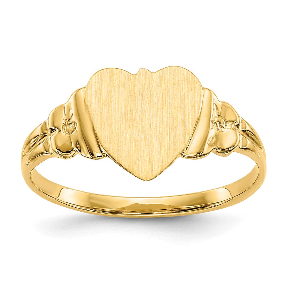 14k 8.0x8.5mm Closed Back Size 5 Childs Heart Signet Ring