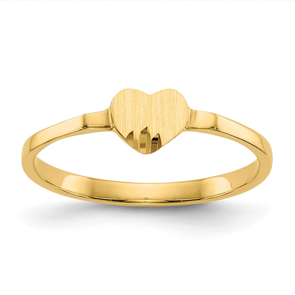 14k Diamond-cut 5.0x4.75mm Closed Back Size 4 Childs Heart Signet Ring