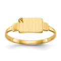 14k Diamond-cut Satin 7.25x4.5mm Closed Back Size 3 Childs Rectangular Signet Ring