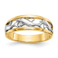 14k and White Rhodium Dolphin Band Ring, Size 6