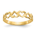 14k Diamond-cut Hearts Ring, Size 6