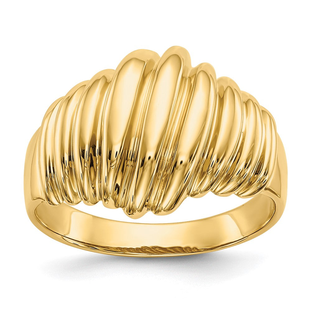14k Polished Scalloped Dome Ring, Size 7, 5.5 g
