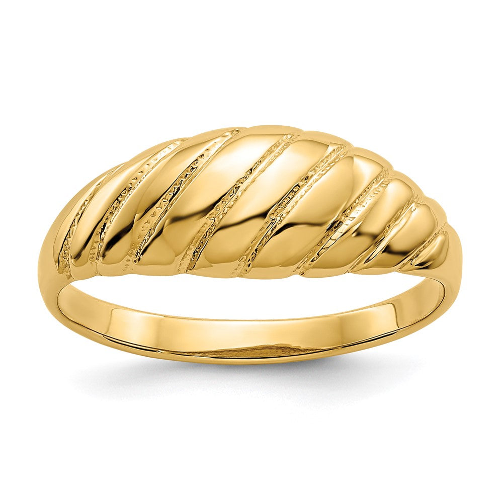 14k Polished Scalloped Dome Ring, Size 7, 2.25 g