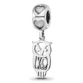 Sterling Silver RH-plated LogoArt Chi Omega Own Charm on Heart Bead, 0.67 x 0.31 mm