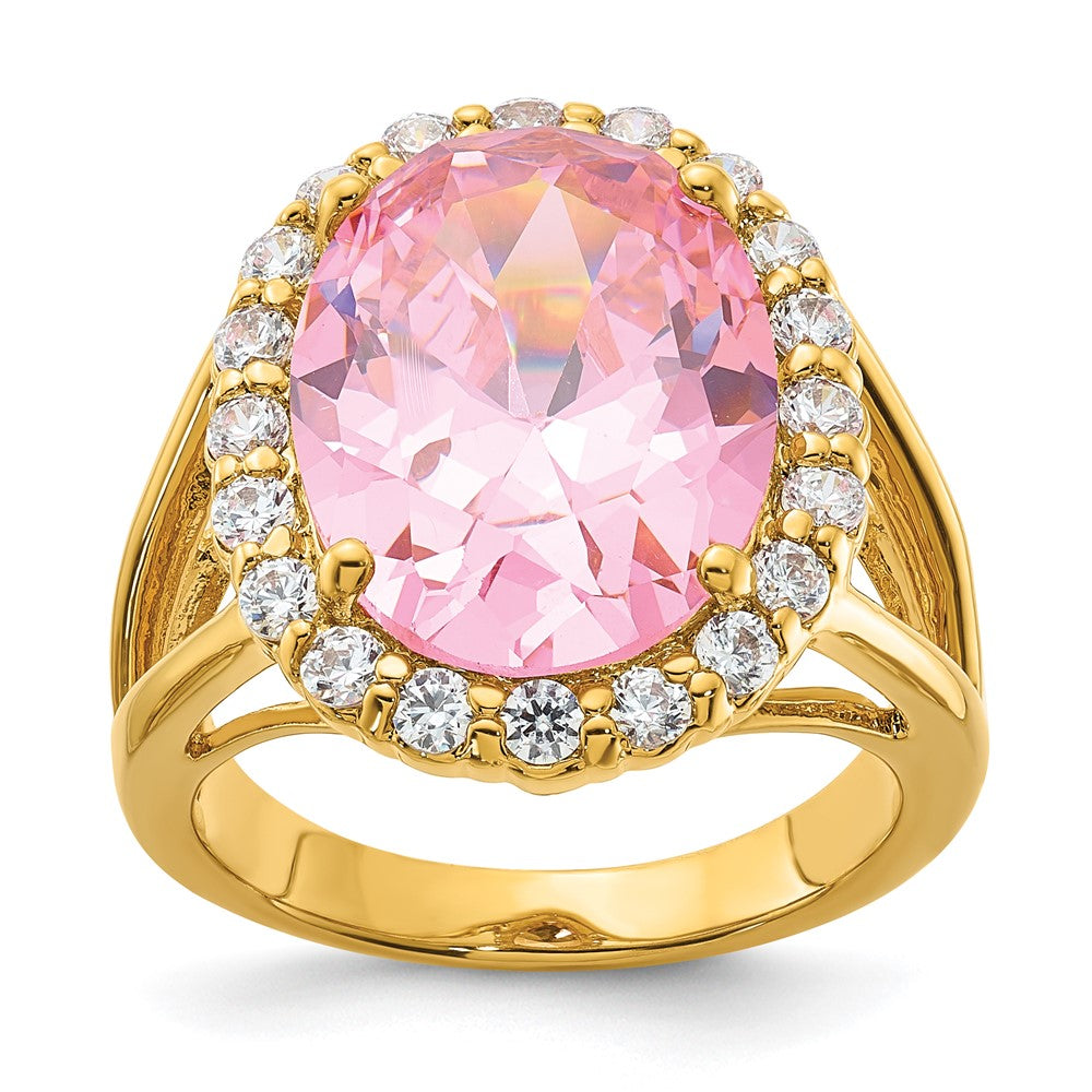 Kennedy Gold-tone Vermeil Simulated Kunzite & CZ Ring, Size 10