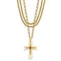 Kennedy Gold-plated Agate & Crystal w/3in ext Brazilian Cross Necklace, 32.5 x 36.7 mm