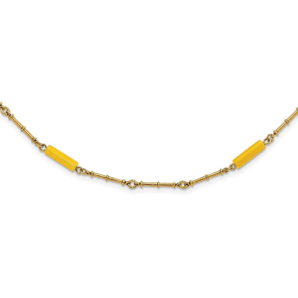 Kennedy 18k Gold-plated Long Agate Beaded w/ 3in ext Necklace, 38 x 5.25 mm
