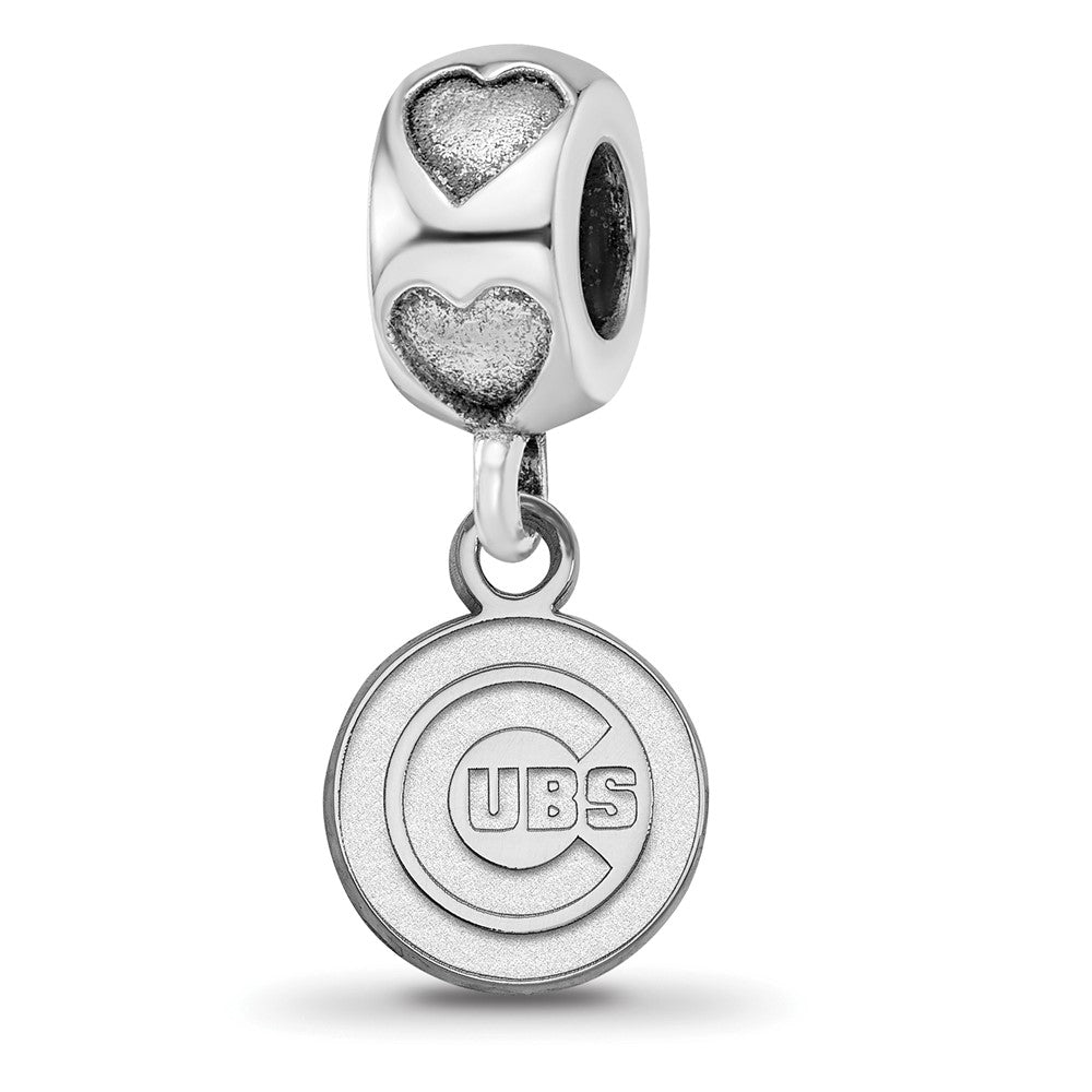 Sterling Silver Rhodium-plated LogoArt Chicago Cubs C Heart Bead, 24.5 mm
