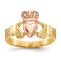14k Two-tone Polished Claddagh Ring, Size 6, 3.33 g