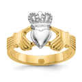 14k Two-tone Polished Claddagh Ring, Size 6, 3.2 g