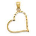 14K Satin Diamond-cut Reversible Heart Pendant, 27 x 20 mm