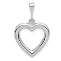 14k White Gold Solid Polished Heart Pendant, 31 x 19 mm