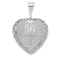 14k White Gold Reversible 50th ANNIVERSARY / OUR LOVE GROWS STRONGER EVERY YEAR Charm, 28 x 20 mm
