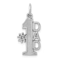 14k White Gold Polished #1 DAD Charm, 24 x 11 mm