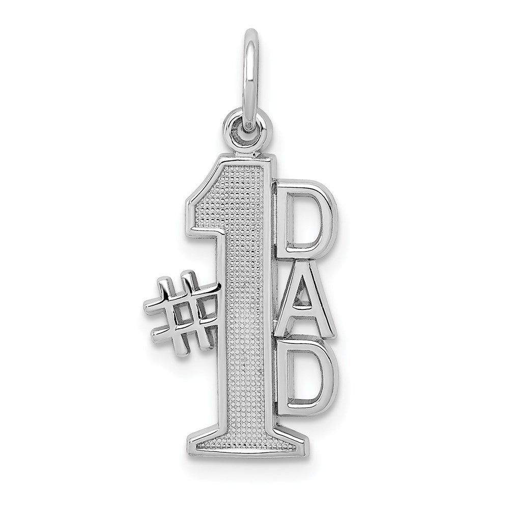 14k White Gold Polished #1 DAD Charm, 24 x 11 mm