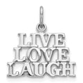 14K White Gold Polished LIVE LOVE LAUGH Charm, 19 x 17 mm