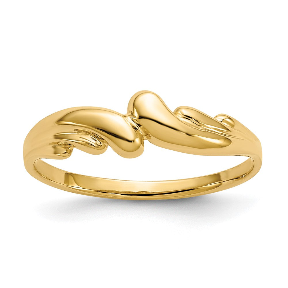 14k Polished Wave Ring, Size 7