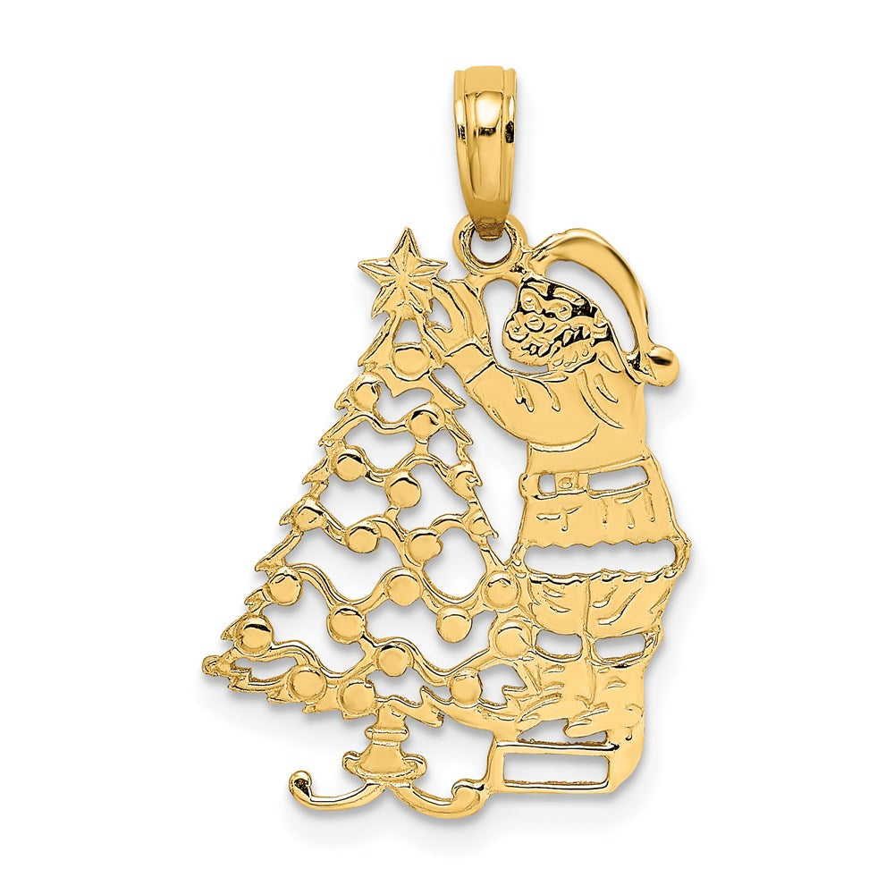 14k Polished Christmas Tree and Santa Charm, 24.9 x 15.4 mm