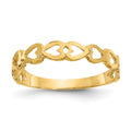 14k Polished Hearts Ring, Size 6