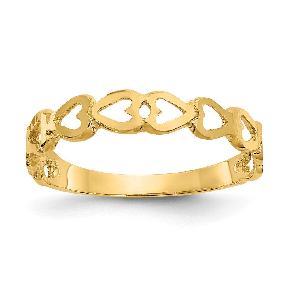 14k Polished Hearts Ring, Size 6