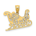 14k Polished Filigree Sleigh Charm, 17.5 x 19.56 mm