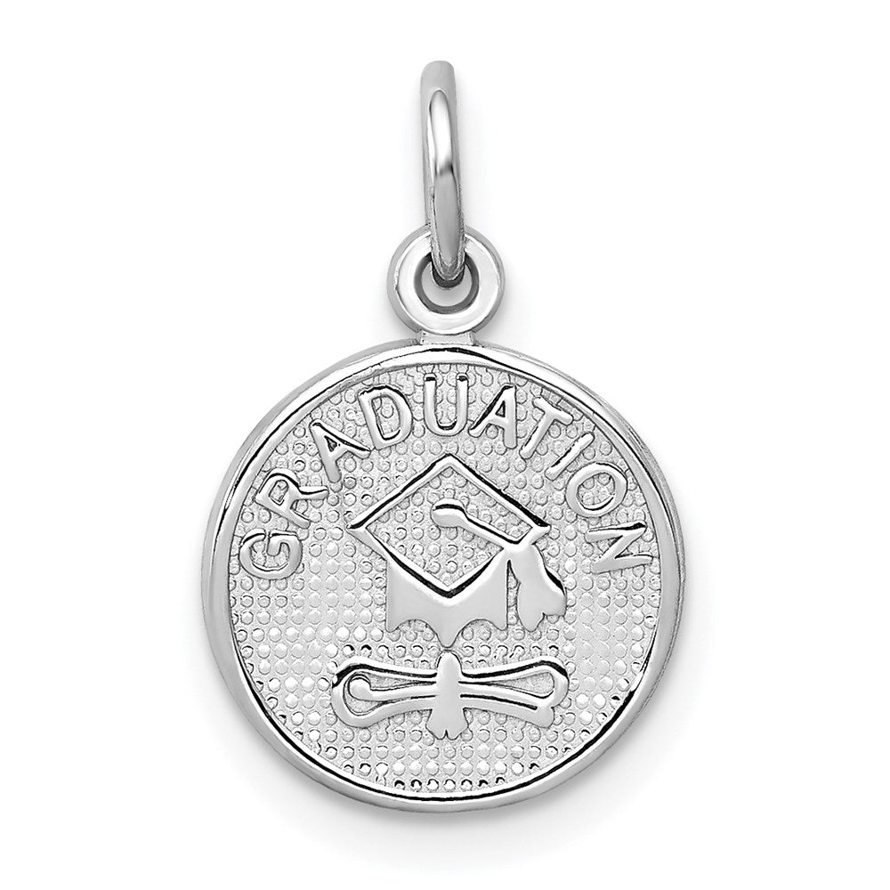 14k White Gold Polished GRADUATION Charm, 18 x 11 mm