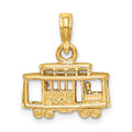 14k Solid Polished 3-D Trolley Car Pendant, 17.5 x 14.5 mm