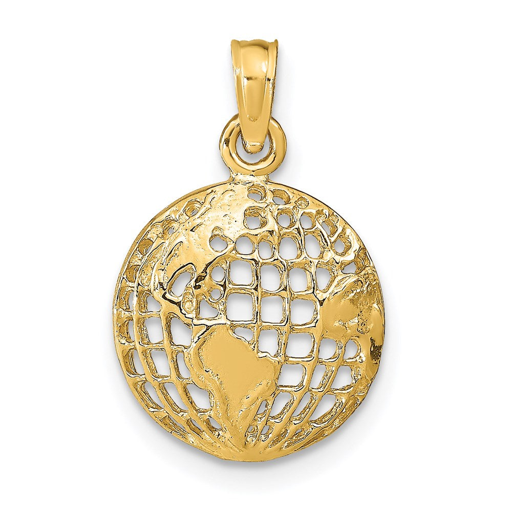 14k Polished Cut-out Globe Pendant, 20 x 13 mm